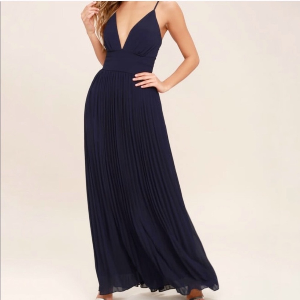 Navy Blue Floor-Length Dress